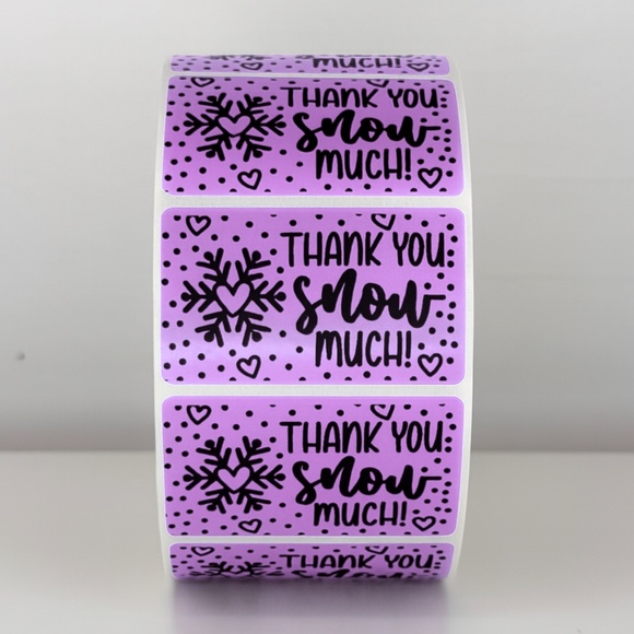 Thank You Snow Much Stickers | Winter Snowflake Labels | Holiday Packaging - Picture 2 of 11